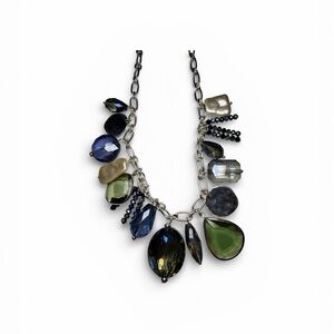 ✨Style & co Necklace | Silver Chain, Blue & Green Crystals, Pearl Accents